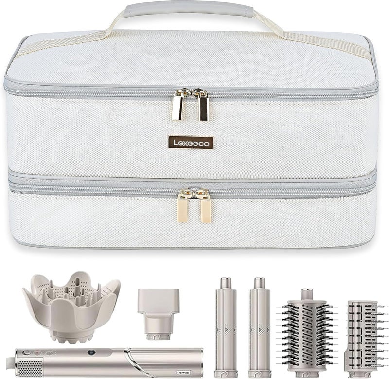 Lexeeco Travel Carrying Case for Shark Flexstyle Attachments Double Layer Hair Dryer Case for Dy son Air wrap Shark Flex Fusion Holder Hair Accessories Tool Organizer Revlon Straightener Styler Bag(Grey) - Image 1